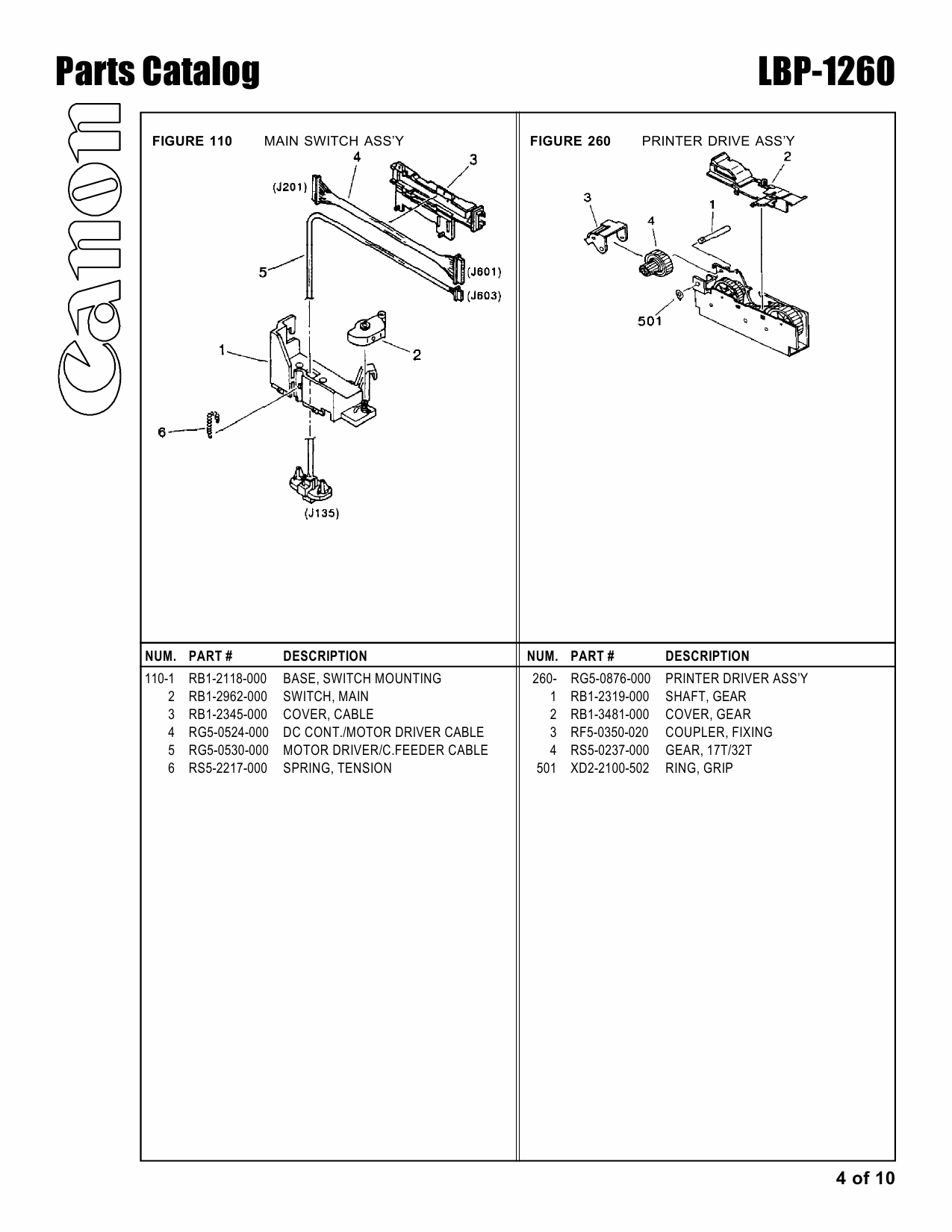 Canon imageCLASS LBP-1260 Parts Catalog Manual-4